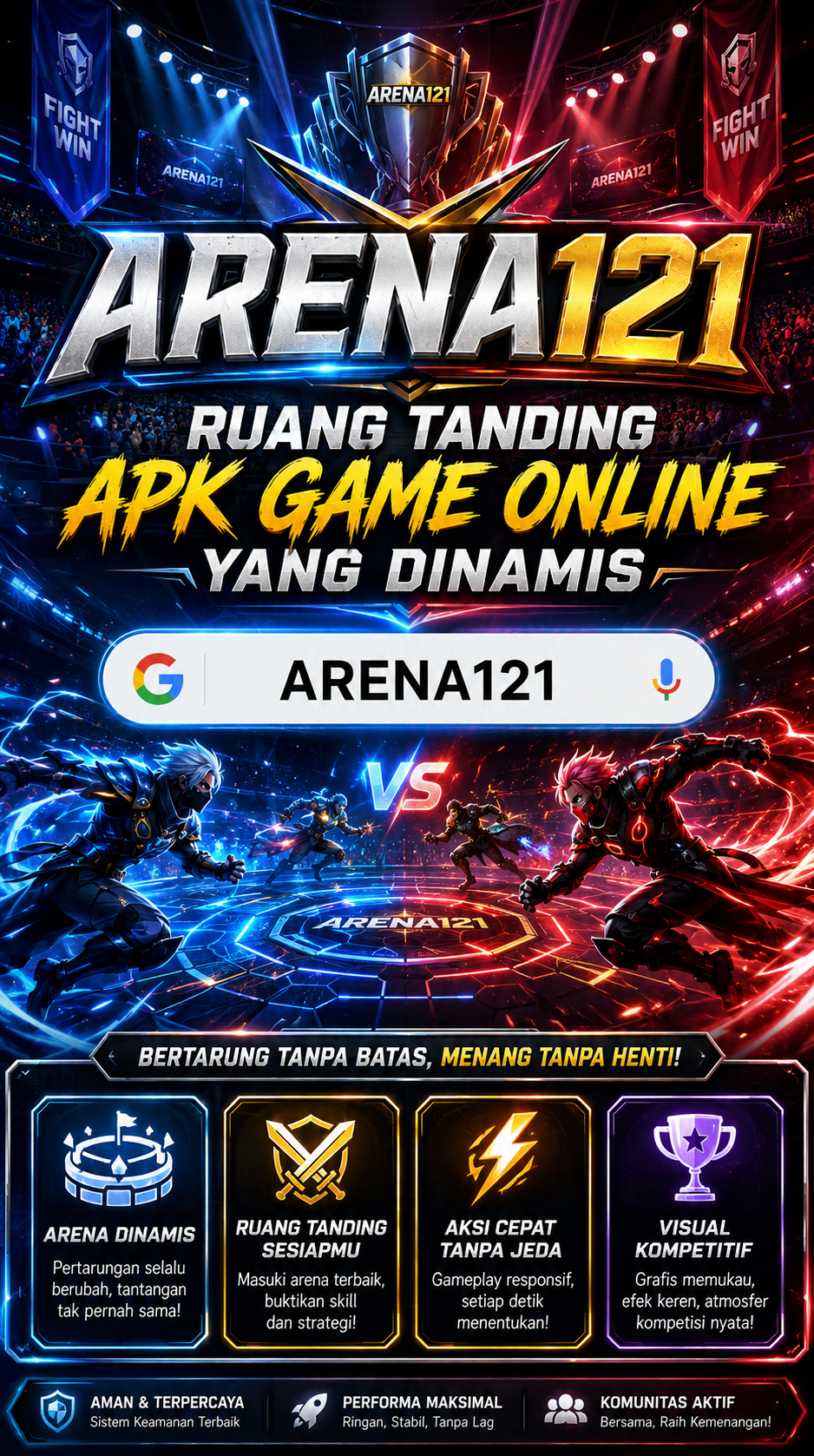 Pratinjau antarmuka ARENA121 — aplikasi APK resmi Android v2.0.3