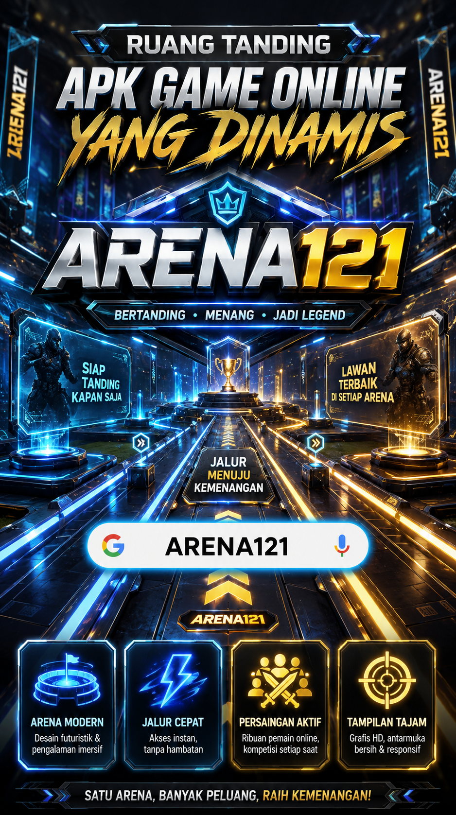 Galeri pratinjau visual ARENA121 build APK resmi terbaru